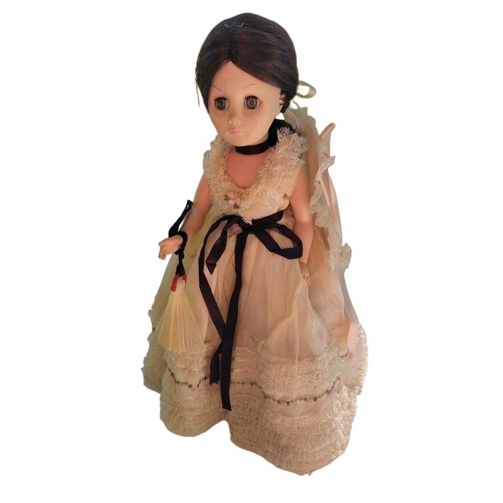 VINTAGE 14" EFFANBEE VINYL DOLL SOUTHERN BELLE BRUNETTE GIRL SLEEPY EYES